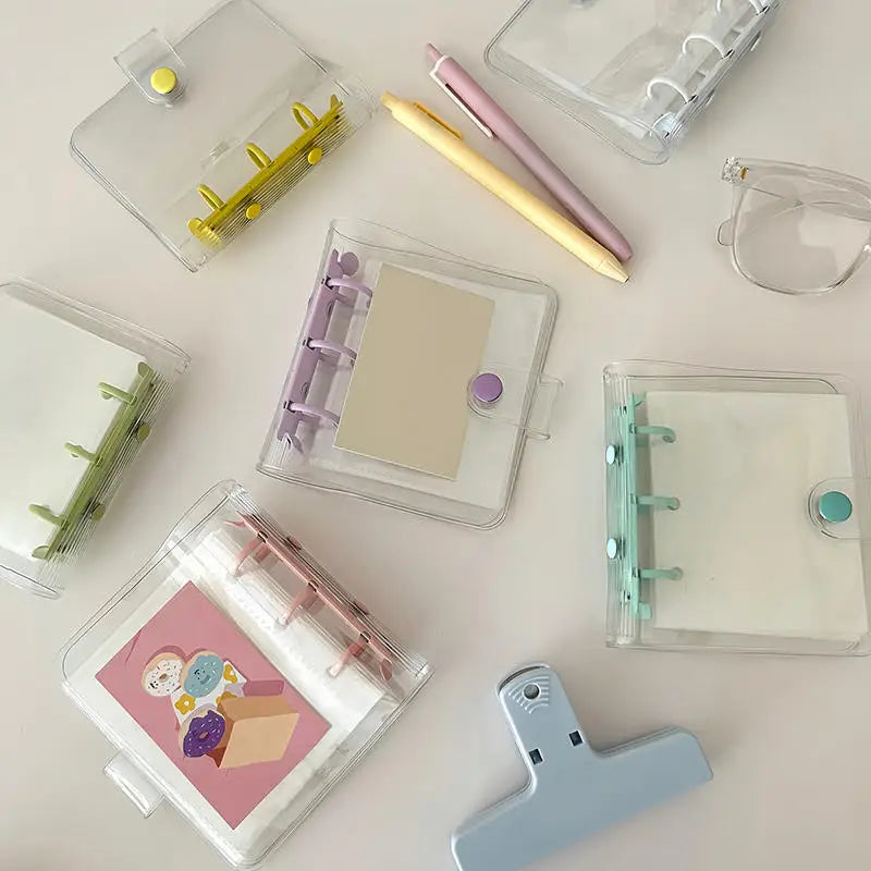 Cute Transparent Mini Ring Binder Notebook