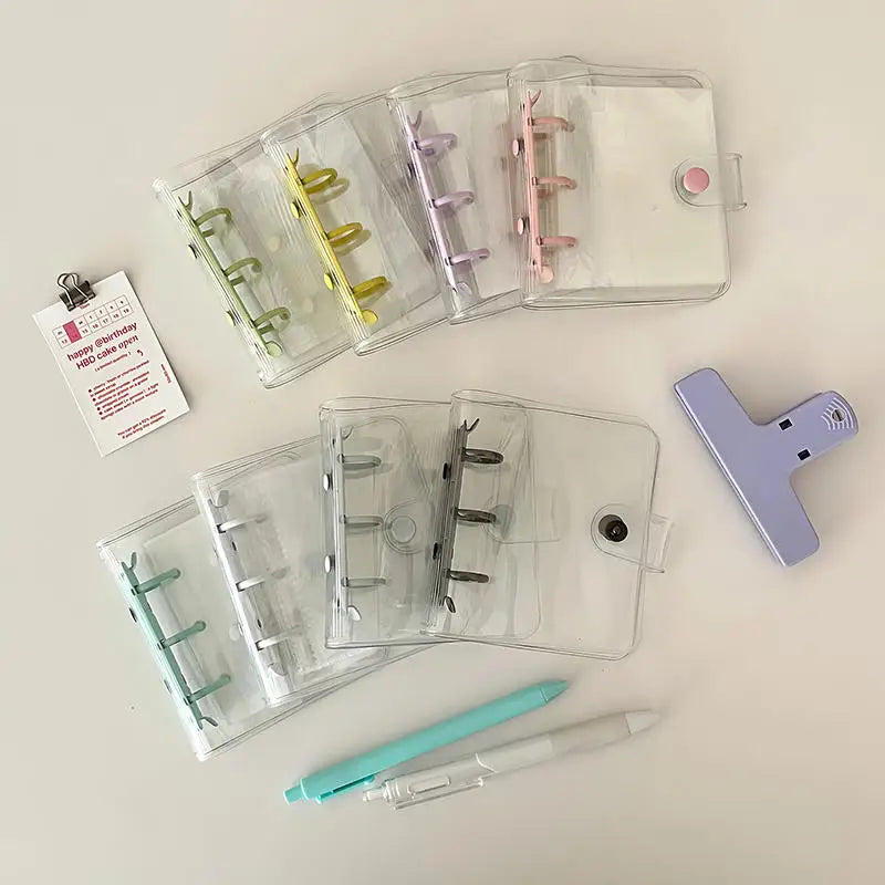 Cute Transparent Mini Ring Binder Notebook